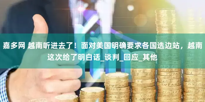 嘉多网 越南听进去了！面对美国明确要求各国选边站，越南这次给了明白话_谈判_回应_其他