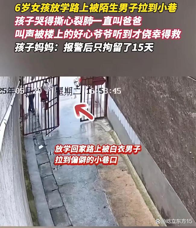 男子将放学女童拖进小巷 被拘15日 儿童安全再引关注